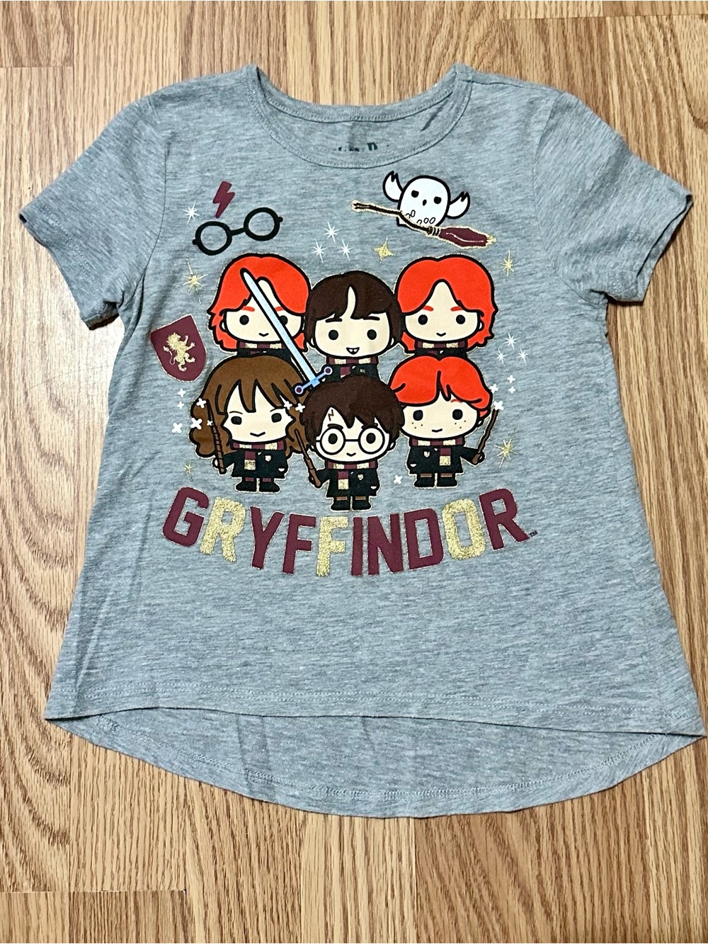 Gryffindor Kids Gray Short Sleeve Tee with Red and Gold Accents